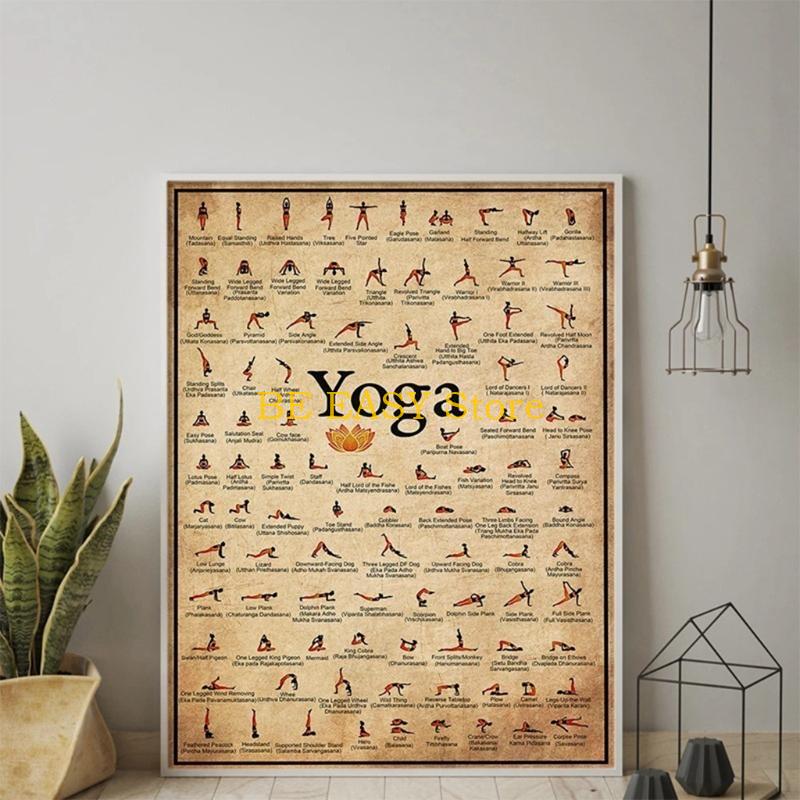 Home Gym Wallpaper - E28F ريترو خمر اليوغا الفن يطبع
