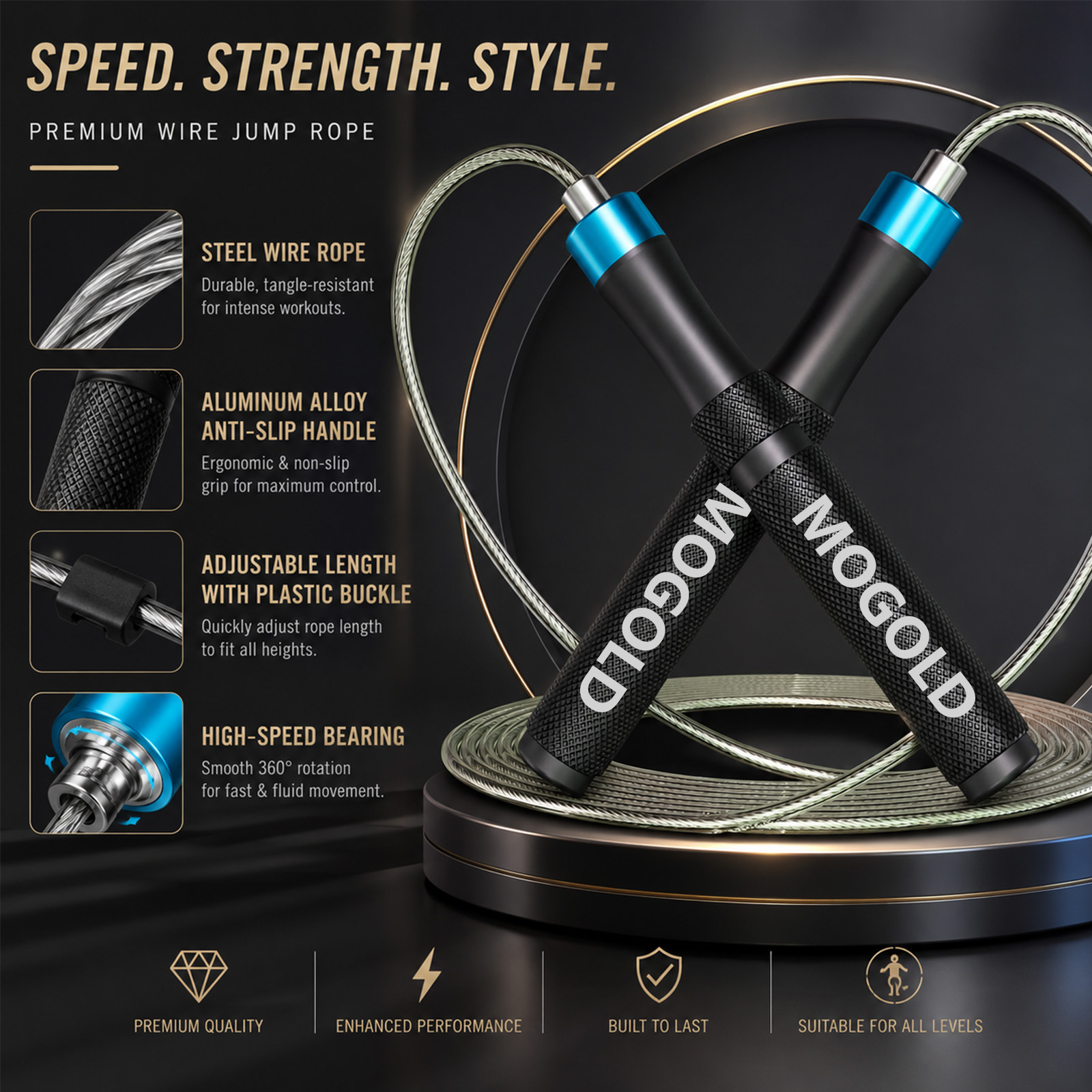 Jump Rope Bearing - حبل قفز سريع احترافي من MOGOLD