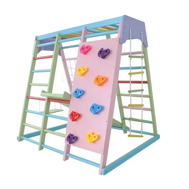 Home Gym For Kids - مجموعة ألعاب تسلق خشبية للأطفال للاستخدام