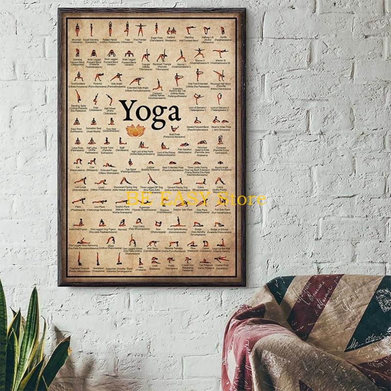 E28F ريترو خمر اليوغا الفن يطب - مراجعة Home Gym Wallpaper وسعره