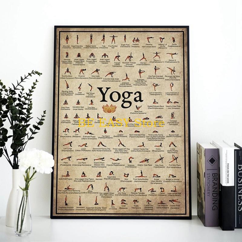 E28F ريترو خمر اليوغا الفن يطب - مراجعة Home Gym Wallpaper وسعره