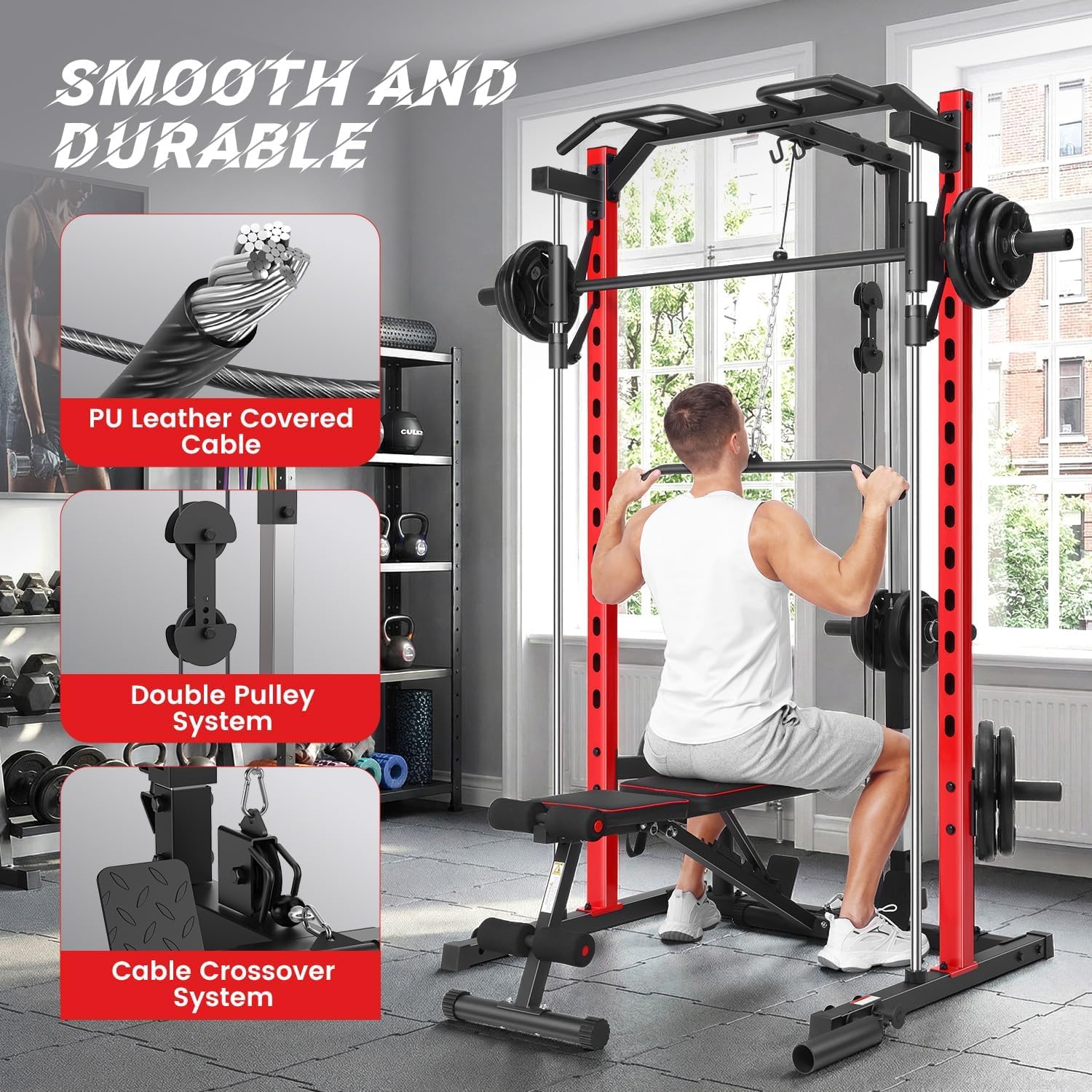 جهاز سميث متعدد الوظائف مع وحد - مراجعة Home Gym Lat Pulldown وسعره
